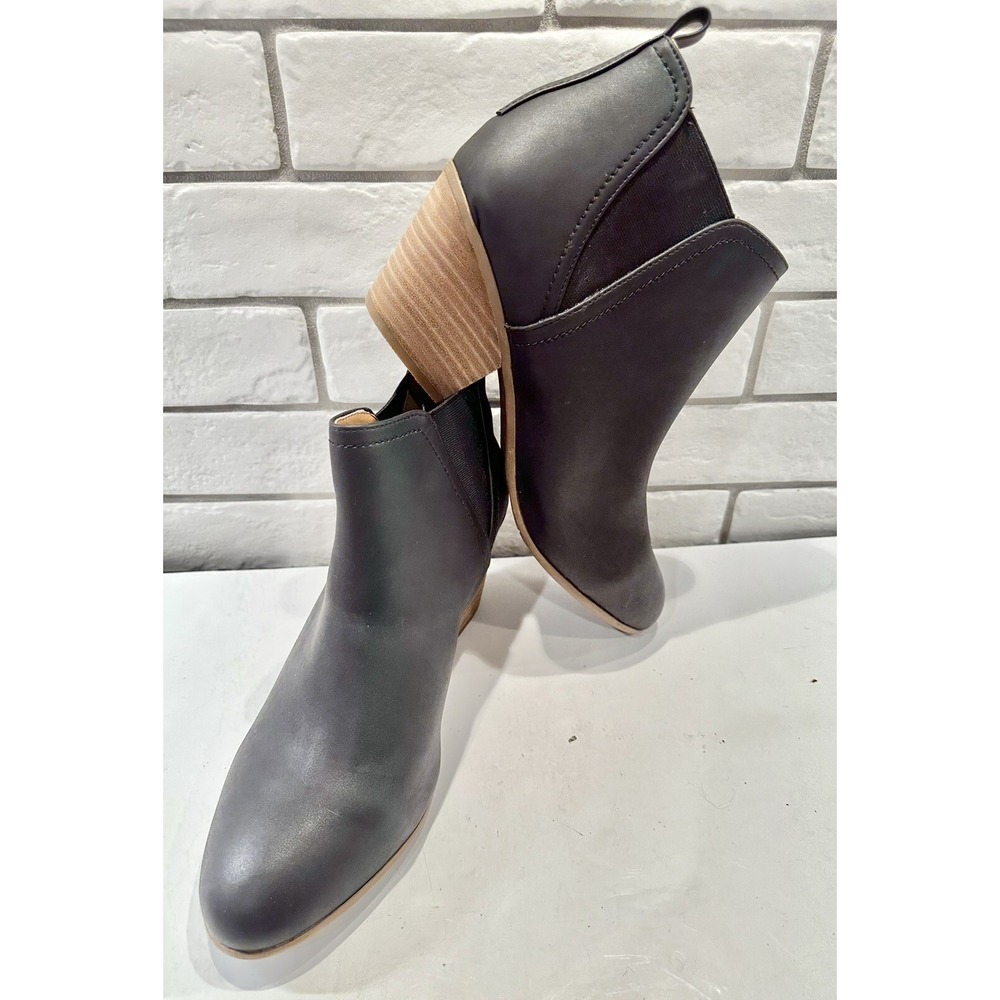 DV Dolce Vita Ankle Boots Womens 12 Black Stacked Block Heel Almond Toe Booties